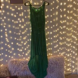 Green high Front long back dress